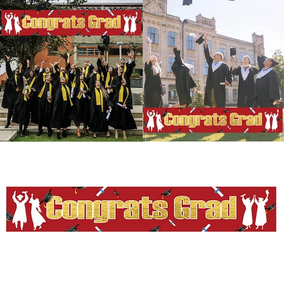 Pretxorve 2025 Graduation Decoration Congrats Graduation Porch Sign Photo Background 300x50cm