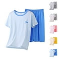 thumbnail image 1 of Pretxorve Kids Girls Boys Outfit Set Summer Thin Short Sleeve Top with Shorts Loungewear 2 Piece Outfits 3-16Y, 1 of 4