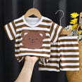 thumbnail image 1 of Pretxorve 3 - 72 Month Outfit Kids Stripe Print Short Sleeve Top and Shorts Unisex Infant Daily Matching, 1 of 3