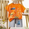 thumbnail image 1 of Pretxorve Kids Girls Boys Outfit Summer Construction Vehicle Print Short Sleeve Tee with Shorts 2 Piece Set Sizes 6M-6Y, 1 of 3