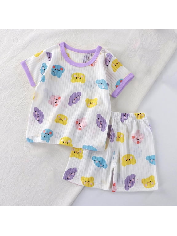Kids Girls Boys Casual Outfit Set Summer Short Sleeve Tank with Loungewear Shorts 2 Piece Outfits 2-12Y