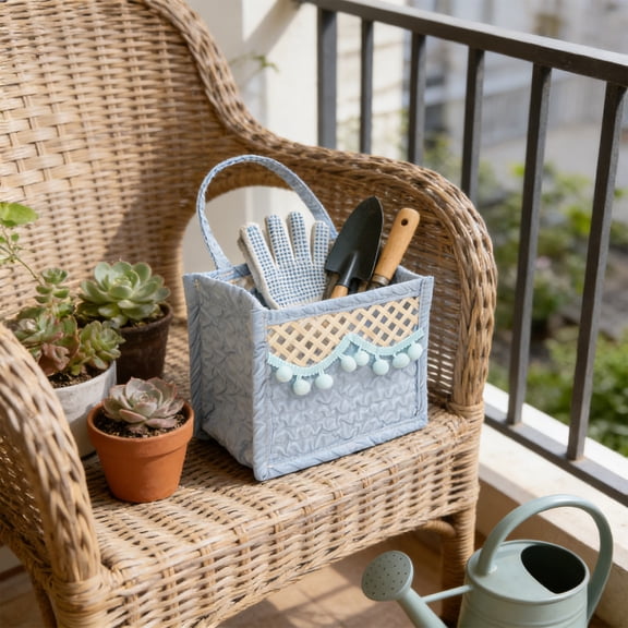 Pretxorve Foldable Woven Fabric Storage Basket for Bedroom Wardrobe Storage Toy Snack Container with Handle