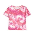 thumbnail image 1 of Pretxorve Girls 3-16 Years Short Sleeve One Shoulder Top with Solid Cutout Bright Fabric Cropped Style Shirts, 1 of 2