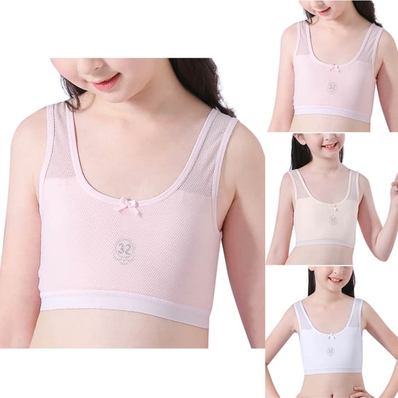 Pretxorve Kids Girls Bras Breathable Light Wirefree Padded Training Cami Sizes 8-14Y
