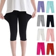 thumbnail image 1 of Pretxorve Kids Girls Stretch Pants Summer Solid Thin High 7 Length Base Kids Casual Bottoms, 1 of 5