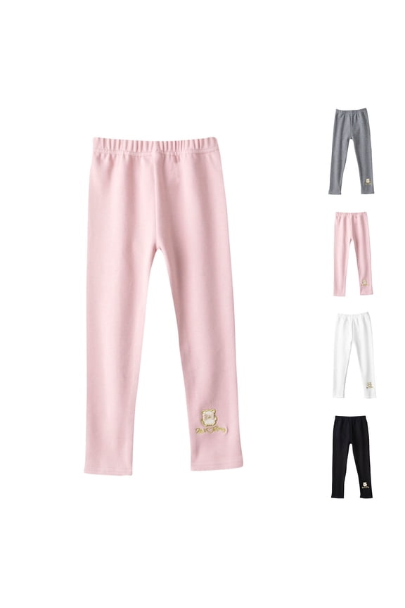 Girls Pants Vernal Fabric Bear Print Brushed Warm Trousers