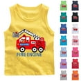 thumbnail image 1 of Pretxorve Kids Boys Girls Tank Top Summer Fire Motor Bear Print Round Neck Camisole Sizes 1-12Y, 1 of 3