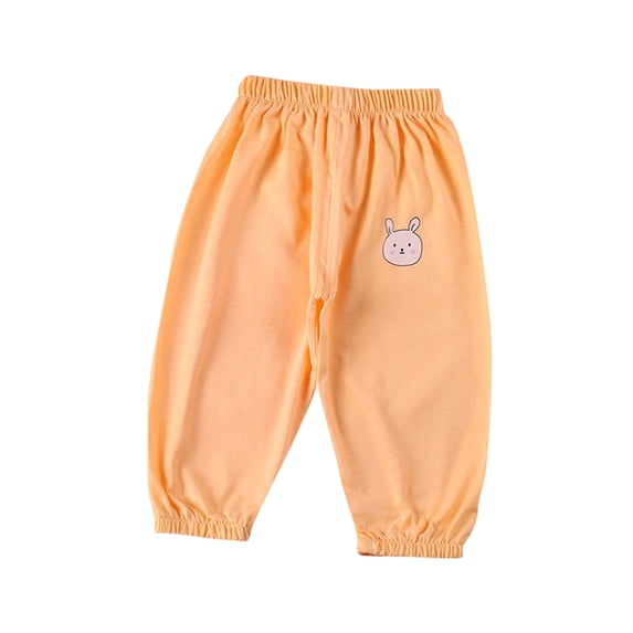 Pretxorve Kids Girls Boys Elastic Waist Pants Summer Print Bunny Cuffed Thin Sport Bottoms Sizes 1-6Y