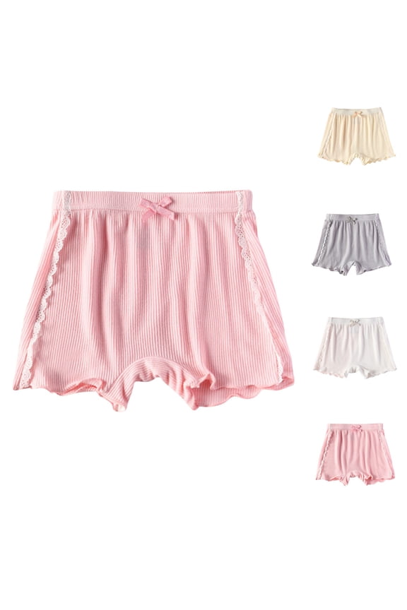 Kids Boys Girls Summer Shorts 2-14Y Solid Lyocell High Waist Stretch Loose Bow Ruffle Border Bottoms