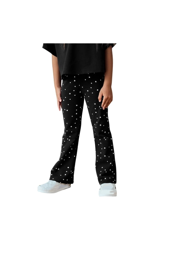Kids 2-8 Years Pants Fall Star Print Flare Outdoor Base Trousers