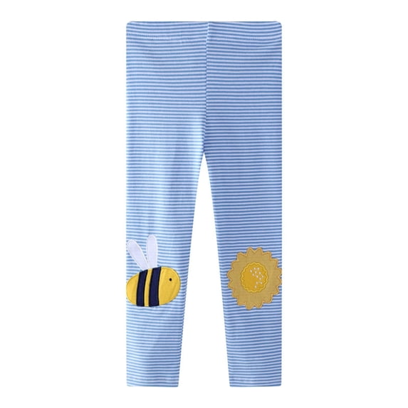 Pretxorve Kids Girls Boys Elastic Waist Pants Fall Print Stripe Cotton Outer Base Winter Bottoms Sizes 2-8Y