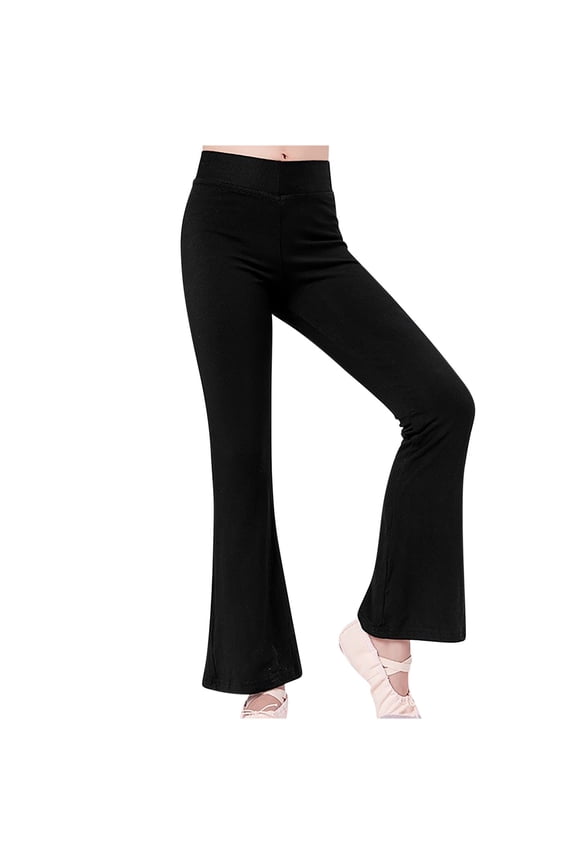 Kids Girls Boys Pants Solid All Match Outer Dance Flare Sport Trousers Sizes 5-16Y