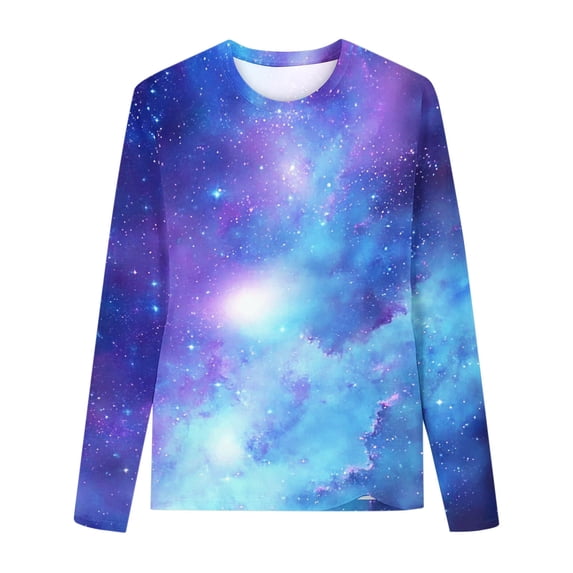 Pretxorve Kids Boys Girls Long Sleeve Graphic Tee Astral Basic Crew Neck Pullover Shirts Sizes 3-14Y