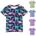 thumbnail image 1 of Pretxorve Kids Boys Girls Summer T Shirt Crew Neck Short Sleeve Mini Dinosaur Print Casual Top Sizes 3-14Y, 1 of 5