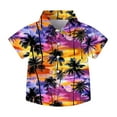 thumbnail image 1 of Pretxorve Kids Boys Girls Summer T Shirt Lapel Short Sleeve Beach Print Pocket Embellishment Casual Top Sizes 2-15Y, 1 of 4