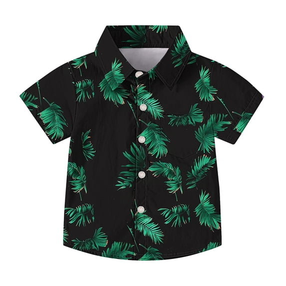 Pretxorve Kids Boys Girls Summer T Shirt Lapel Short Sleeve Beach Print Pocket Embellishment Casual Top Sizes 2-15Y