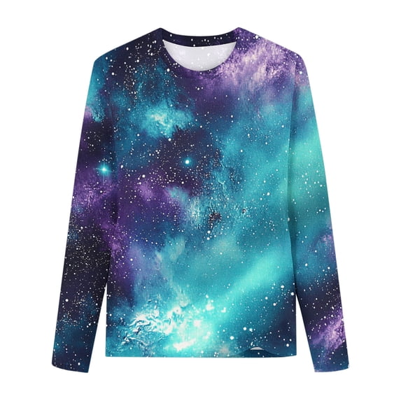 Pretxorve Kids Boys Girls Long Sleeve Graphic Tee Astral Basic Crew Neck Pullover Shirts Sizes 3-14Y