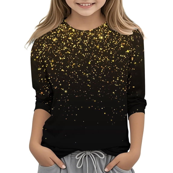 Pretxorve Kids Boys and Girls Long Sleeve Shirts Crew Neck Print 3/4 Sleeve Basic Top
