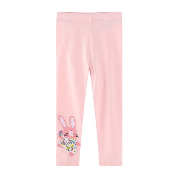 Pretxorve Kids Girls Boys Elastic Waist Pants Fall Print Bunny Cotton Outer Base Winter Bottoms Sizes 2-8Y