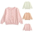 thumbnail image 1 of Pretxorve Kids Girls Boys Jacket Embroidered Crew Neck Knit Cardigan Long Sleeve Outerwear, 1 of 5