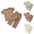 thumbnail image 1 of Pretxorve Kids Girls Boys Outfit Set Summer Polka Dots Print Short Sleeve Top Long Pants 2 Piece Outfits 3-12Y, 1 of 3