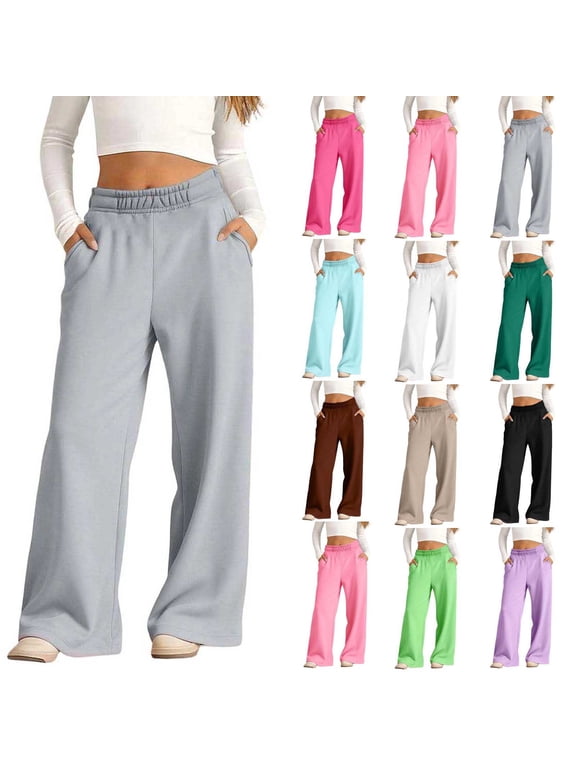 Kids Girls Boys Pants Solid Fleece Thermal Sweat with Side Pockets Fall Winter Bottoms Sizes 5-14Y