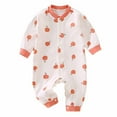 thumbnail image 1 of Pretxorve Toddler Girls Boys Romper Print Long Sleeve Button Crew Neck Fall Long Leg Jumpsuit, 1 of 4