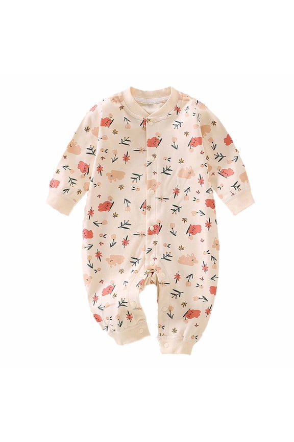 Kids Girls Boys Toddler Rompers Print Long Sleeve Pants Button for Fall