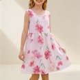 thumbnail image 1 of Pretxorve Kids Girls Dress Summer Sleeveless Tank Vintage Floral Print A Line Beach Princess Dresses, 1 of 5