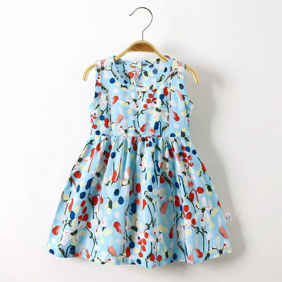 Pretxorve Kids Girls Dress Sleeveless Crew Neck Plaid Print Soft Breathable Casual for 6M-11Y Dresses