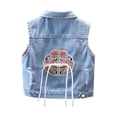thumbnail image 1 of Pretxorve Kids Girls Jacket Embroidered Sleeveless Denim Tank with Ruffled Pockets Outerwear Sizes 18M-10Y, 1 of 3