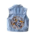 thumbnail image 1 of Pretxorve Kids Girls Denim Jacket Embroidered Sleeveless Tank with Ruffled Pockets Outerwear Sizes 18M-10Y, 1 of 4