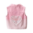 thumbnail image 1 of Pretxorve Kids Girls Denim Jacket Heart Detail Sleeveless Tank with Ruffled Pockets Outerwear Sizes 18M-10Y, 1 of 4