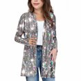 thumbnail image 1 of Pretxorve Kids Girls Cardigan Print Jacket Long Sleeve with Pockets Casual Outerwear, 1 of 4