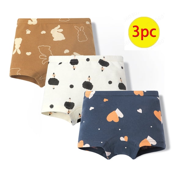 Pretxorve Kids Girls Underpants Boxers 3 Pieces Print Lightweight Style for Daily Wearing Briefs