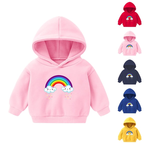 Pretxorve Kids Long Sleeve Sweatshirt Print Fleece Lined Hooded Pullover Top for Fall