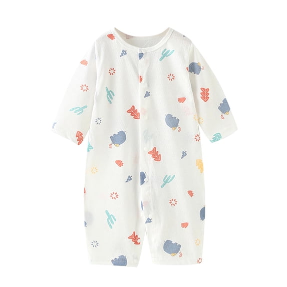 Pretxorve Toddler Girls Boys Summer Romper Graphic Print Long Sleeve Infant Breathable Long Leg Sleep Jumpsuit Sizes 0-24M