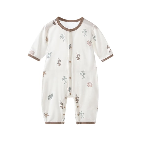 Pretxorve Toddler Girls Boys Summer Romper Print 3 Quarter Sleeve Lyocell Long Leg Sleep Jumpsuit Sizes 2-14M