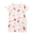 thumbnail image 1 of Pretxorve Toddler Girls Boys Romper Solid Short Sleeve Newborn Everyday Short Leg Jumpsuit, 1 of 3