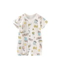 thumbnail image 1 of Pretxorve Toddler Girls Boys Romper Floral Print Short Sleeve Newborn Short Leg Jumpsuit, 1 of 3