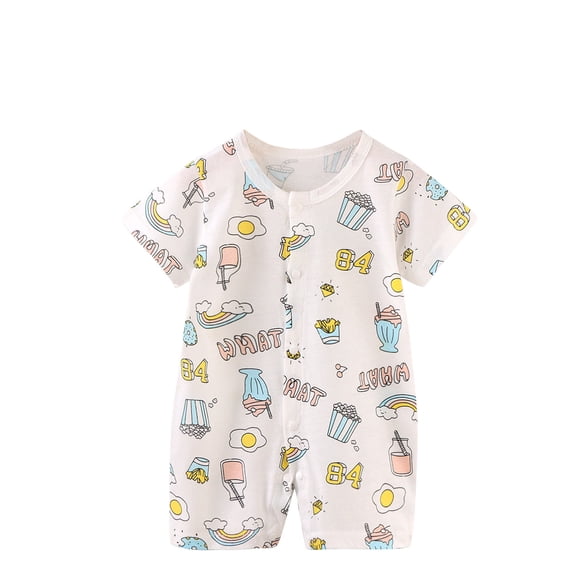 Pretxorve Toddler Girls Boys Romper Floral Print Short Sleeve Newborn Short Leg Jumpsuit