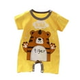 thumbnail image 1 of Pretxorve Toddler Girls Boys Summer Romper Print Short Sleeve Newborn Casual Long Leg Jumpsuit, 1 of 3