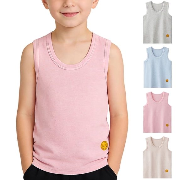 Pretxorve Kids Boys Girls Sleeveless Tank Top Summer Solid Pullover Casual Tanks
