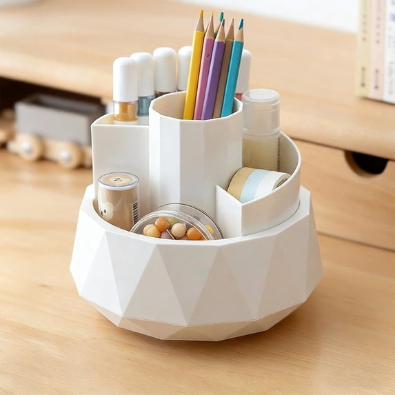 Pretxorve Rotating Pen Holders Desktop Stationery Storage Large Capacity Pen Holders Partitioned Storage Good Items for School Office and Storage