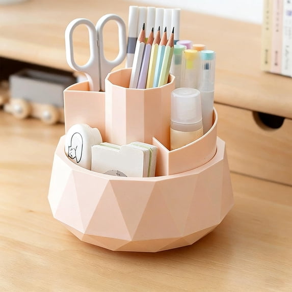 Pretxorve Rotating Pen Holders Desktop Stationery Storage Large Capacity Pen Holders Partitioned Storage Good Items for School Office and Storage
