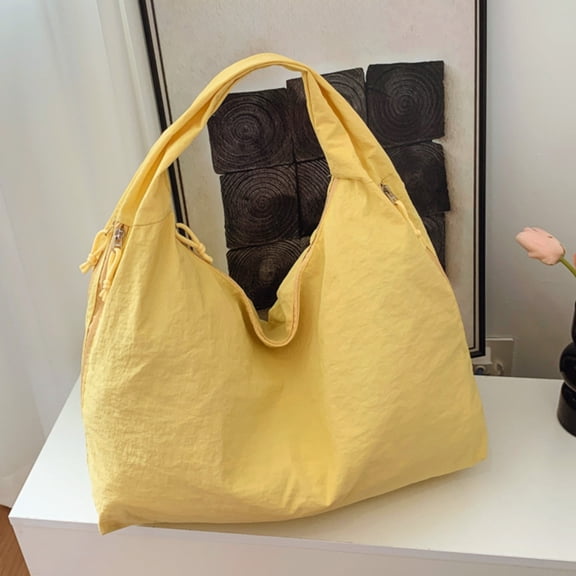 Pretxorve Slouchy Tote Solid Handbag Large Shoulder Travel Gym Casual Commute Weekend Vacation Yellow