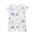 thumbnail image 1 of Pretxorve Toddler Girls Boys Romper Ribbed Short Sleeve Newborn Short Leg Jumpsuit, 1 of 3