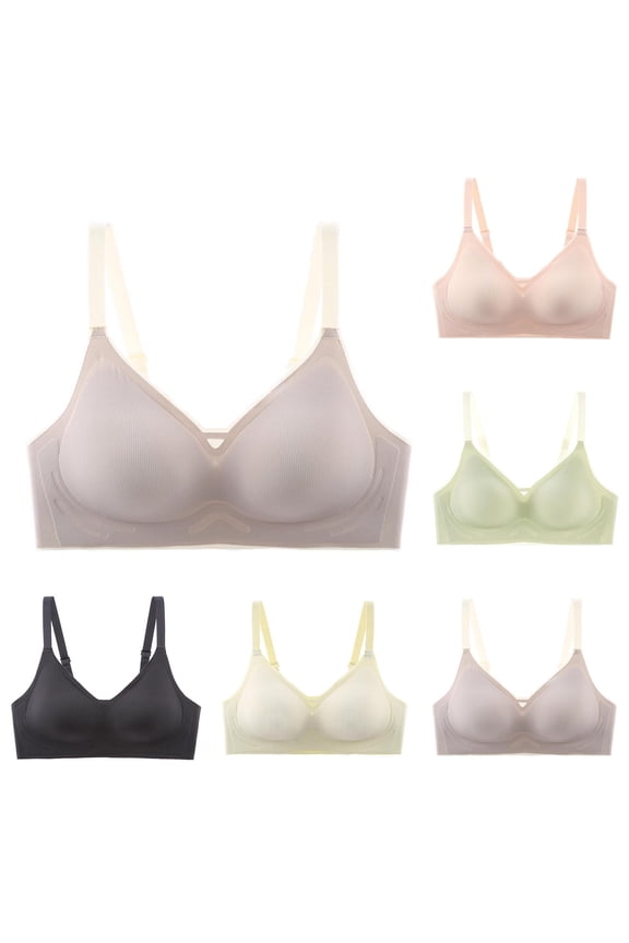 Women's Everyday Bras Solid Seamless Bare Feel Side Resist Sag Wireless Push Up Bra