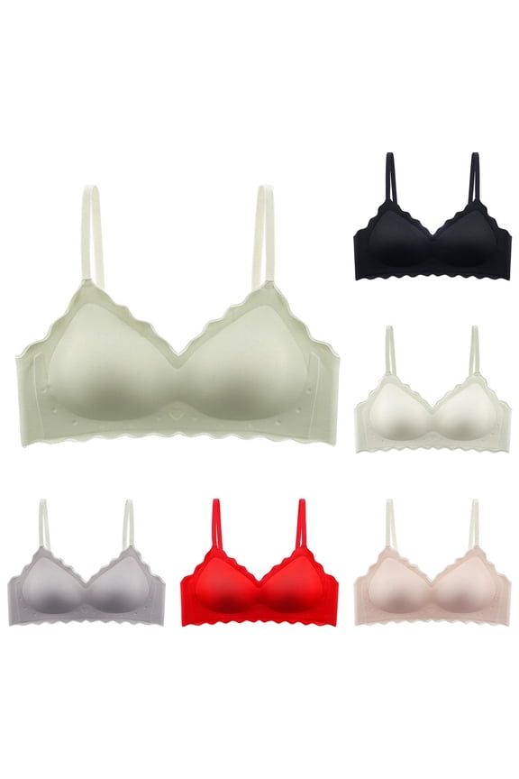 Women's Everyday Bras Solid Seamless Bare Feel Side Resist Sag Wireless Push Up Bra