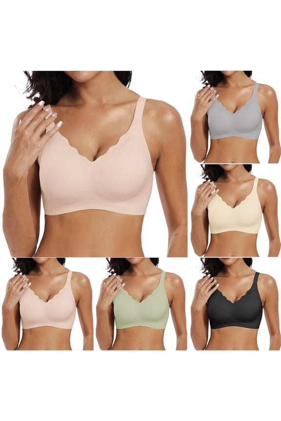 Women's Everyday Bras Solid Thin Rubber Soft Support Seamless Wireless Bra